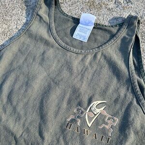 Vintage Hawaii Graphic Tank Top - Olive Green